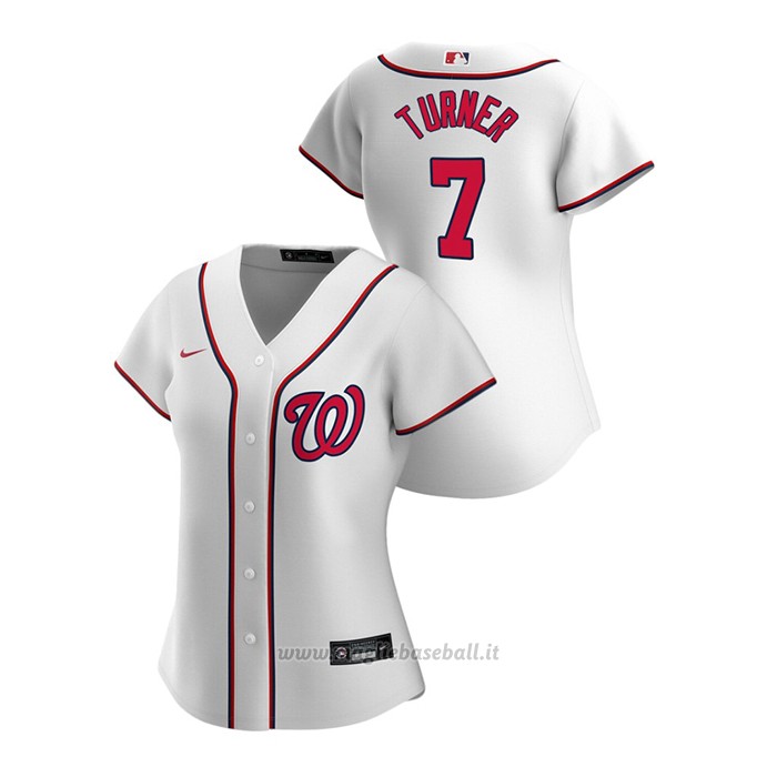 Maglia Baseball Donna Washington Nationals Trea Turner 2020 Replica Primera Bianco